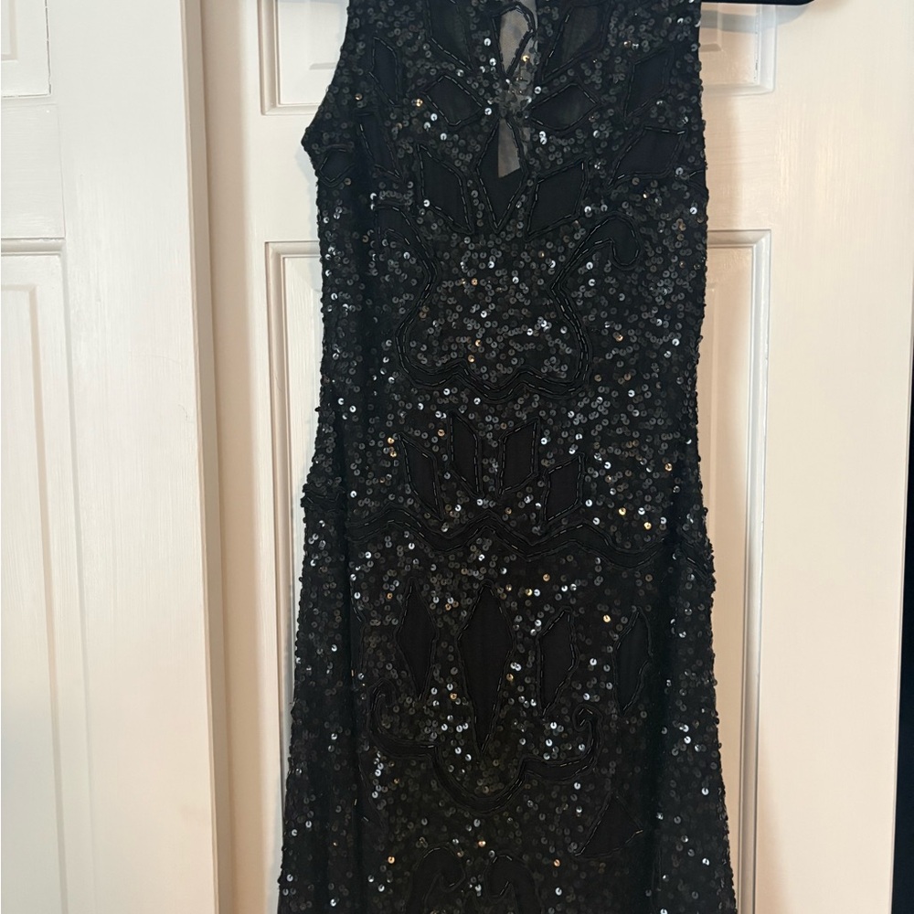 Aidan Mattox Black Sequin Gown